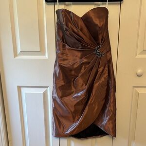 Elegant Strapless Brown Dress